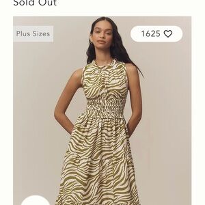 Anthropologie smocked Green Zebra Print midi Dress ($160)